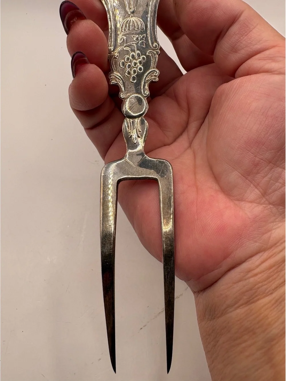Vintage Swedish Silverplate Pickle Fork Pig Handle Serving Fork Made Sweden